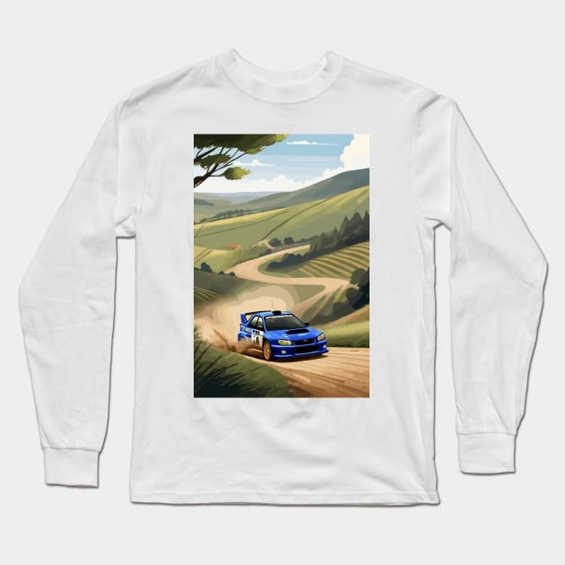 Blue WRX Rally Car Poster JDM Long Sleeve T-Shirt by VENZ0LIC